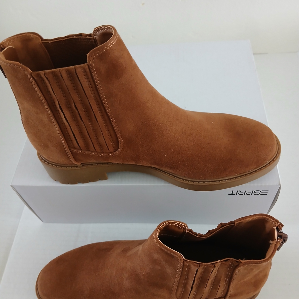Esprit Tan Suede Ankle Booties Size 7.5 M Shania - Picture 6 of 11